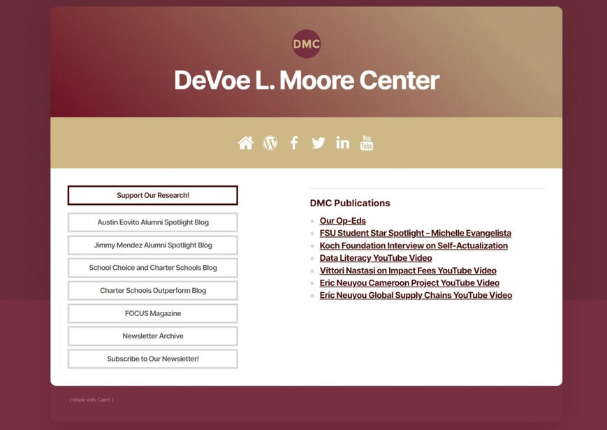 New DMC Carrd, showcase important links and new work while aligning with branding